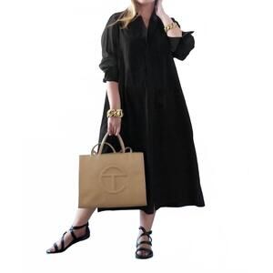 NEW BAACAL long‎ cotton shirtdress in black